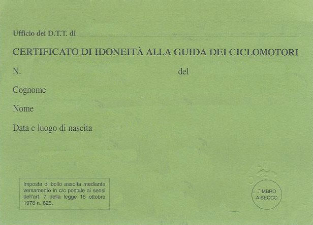 certificato di idoneit alla guida